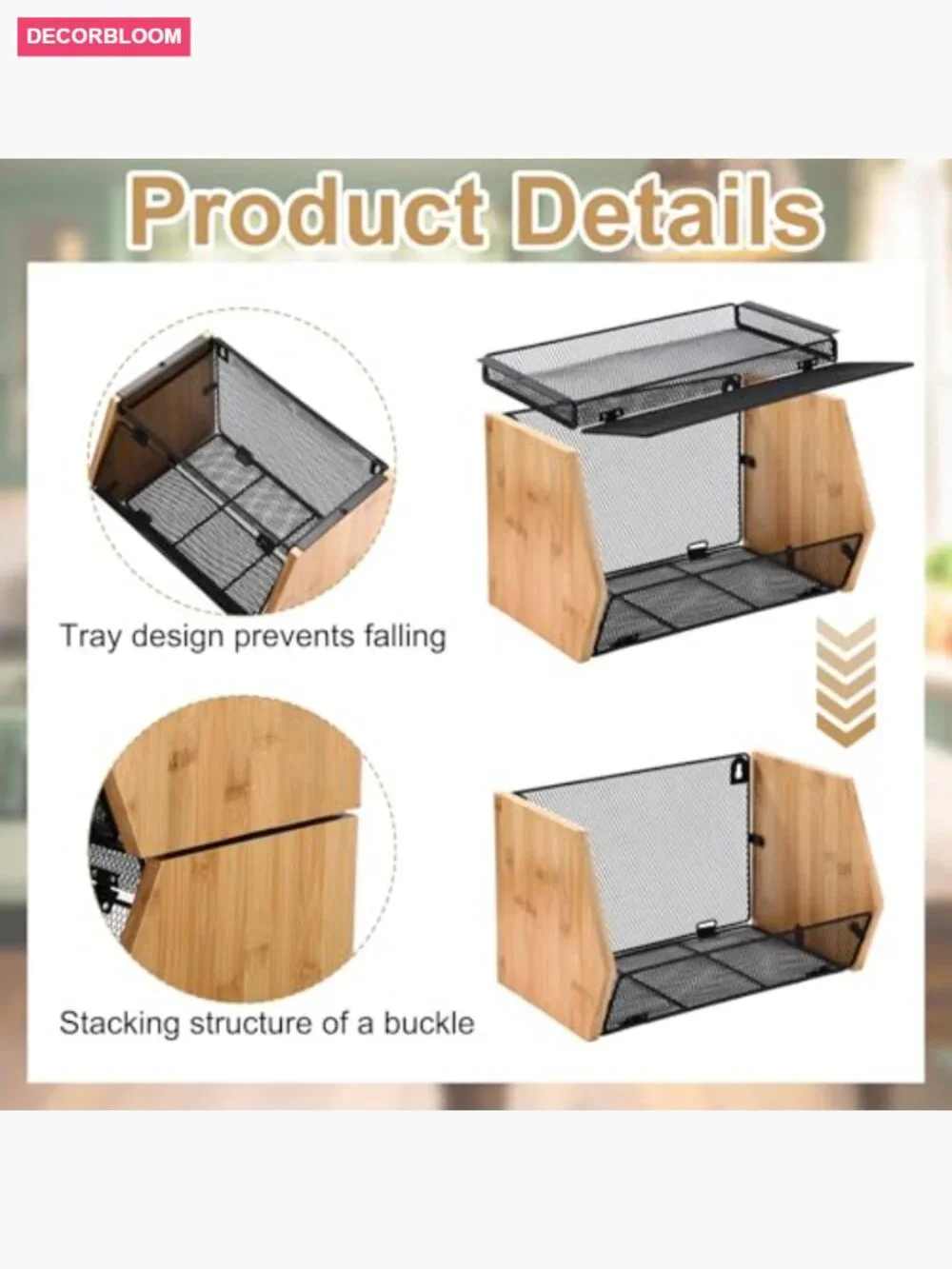 Stainless Steel Mesh Stackable Fruit Baskets with Lids - Wall Mountable Storage